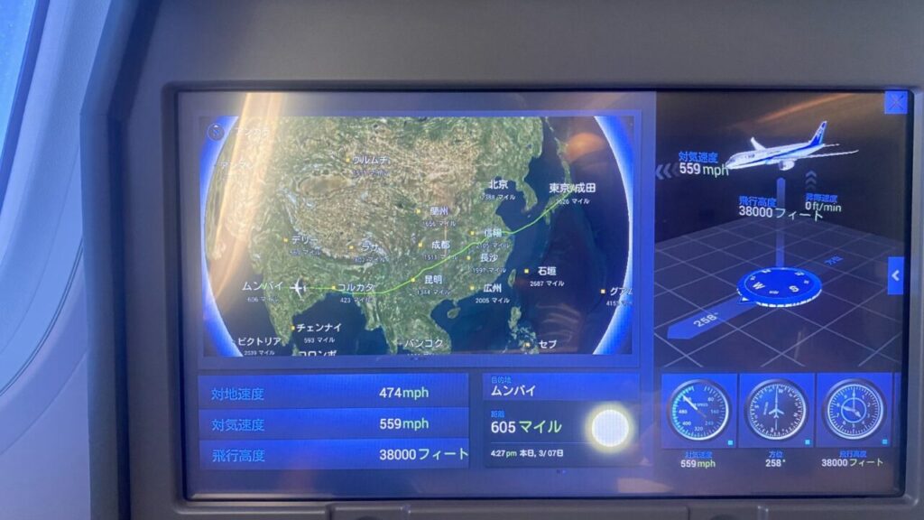 ANA829便のフライトマップ