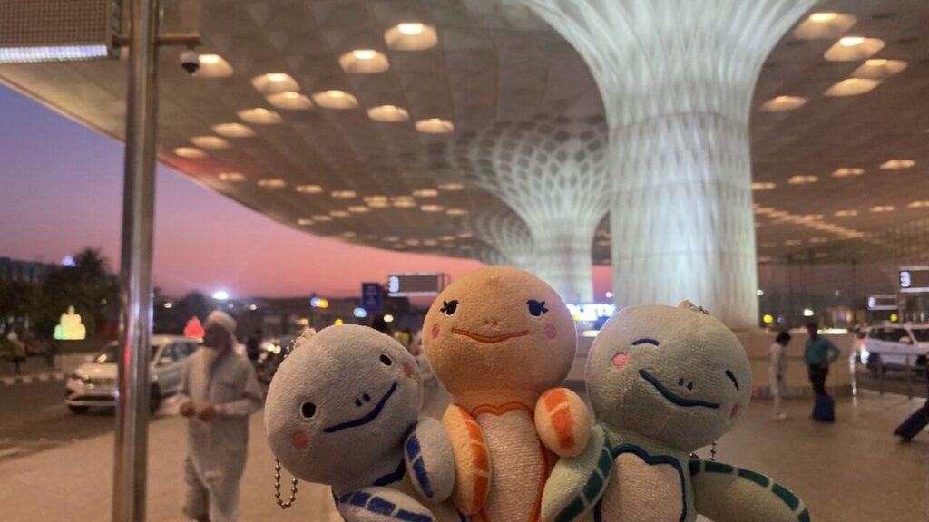 ムンバイ空港出発エリアの柱とホヌ