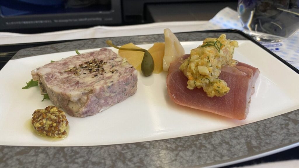 ANA110便ニューヨーク行きビジネスクラスの機内食(洋食・アペタイザー)