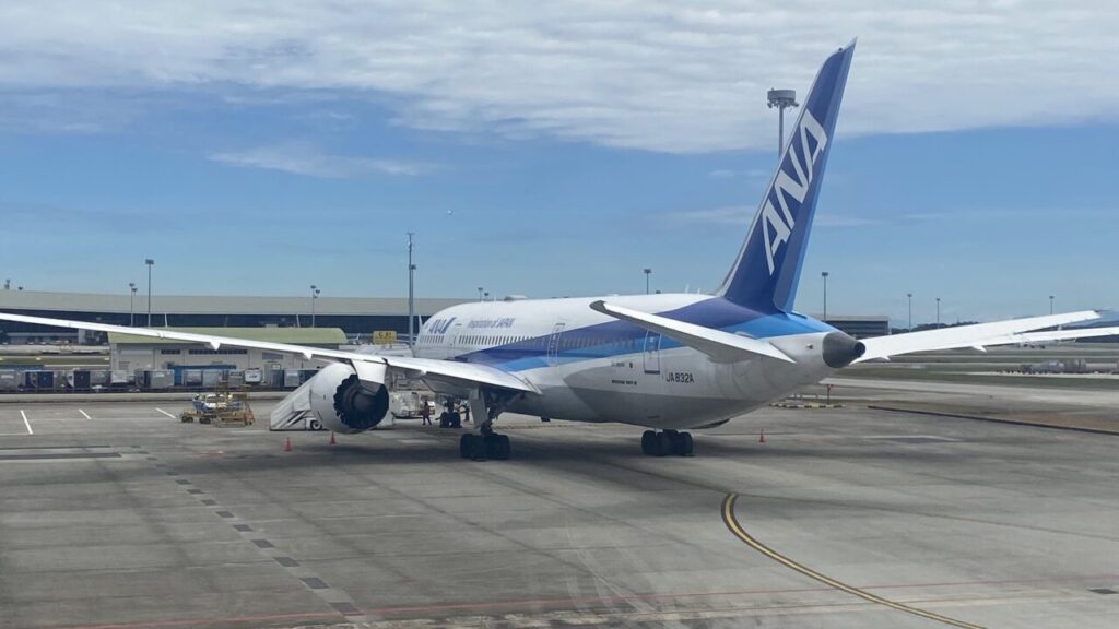後ろに泊まっていたANAのB787-8