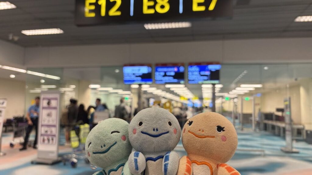 ANA802便のシンガポールチャンギ国際空港の保安検査手前